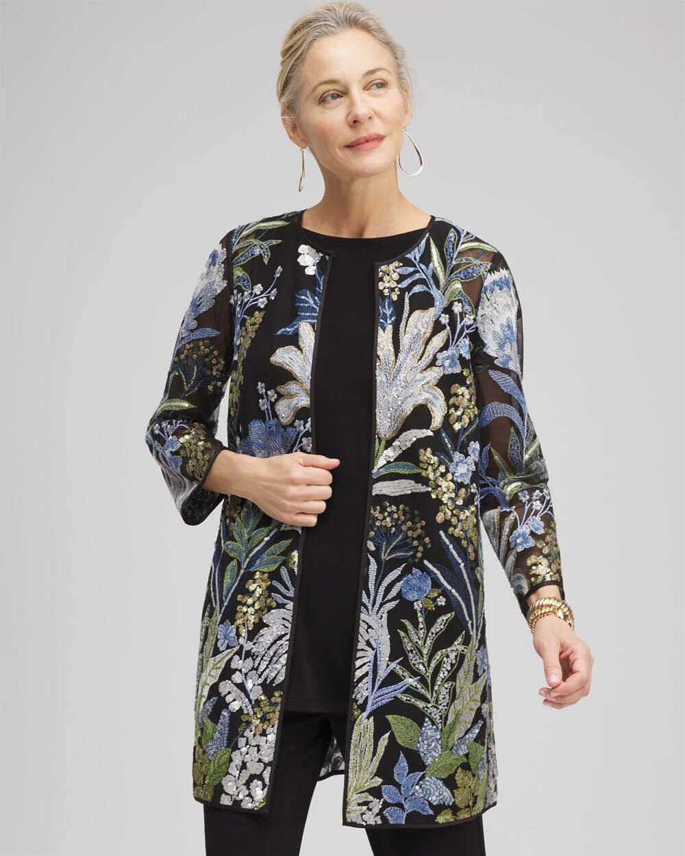 Travelers™ Collection Embroidered Mesh Jacket | Chico's Travelers™ Collection Embroidered Mesh Jacket | Chico's